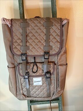 Journeyman Quilted Taupe Backpack New Without Tags